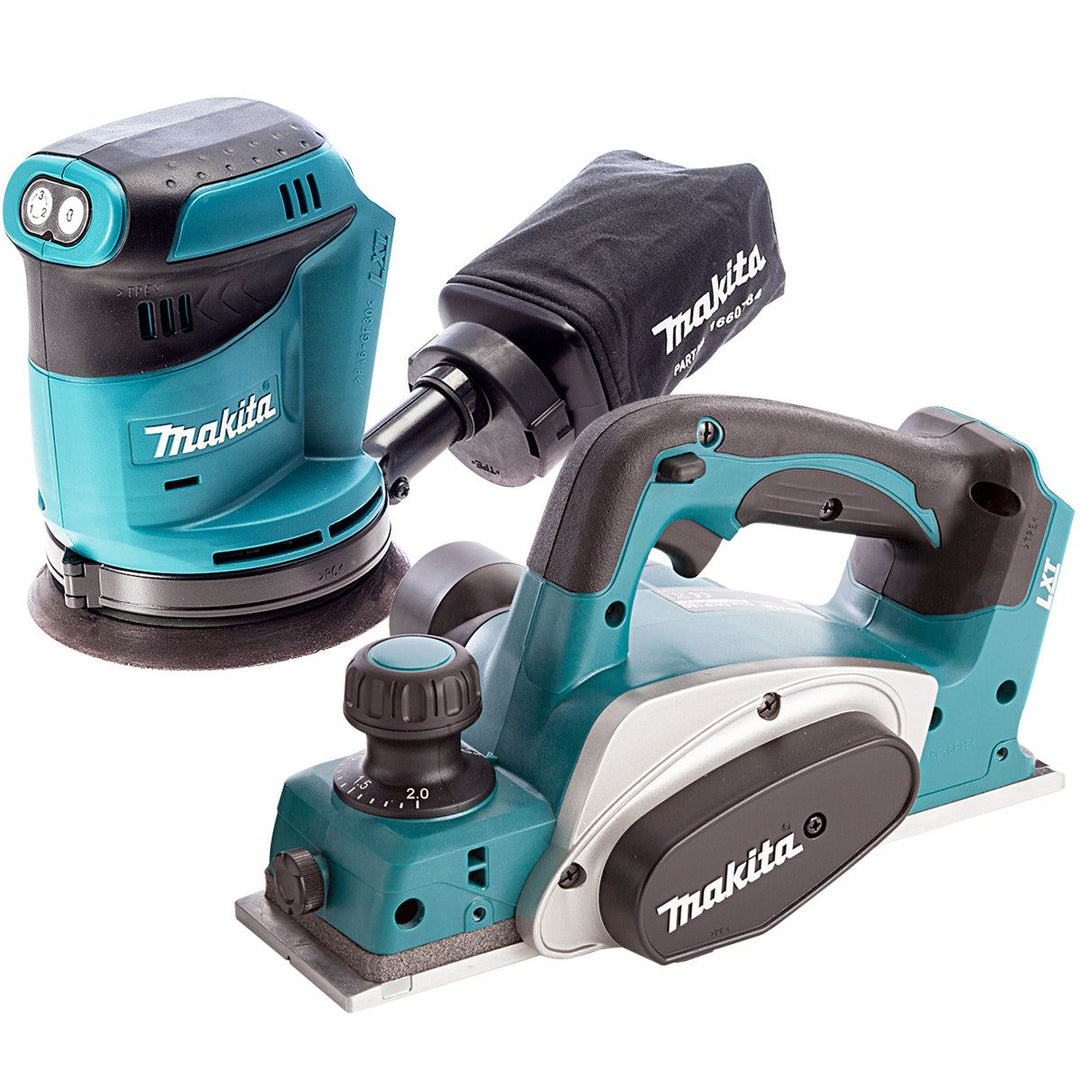 Makita 2 Piece 18V LXT 125mm Orbital Sander &amp; 82mm Planer Body Only