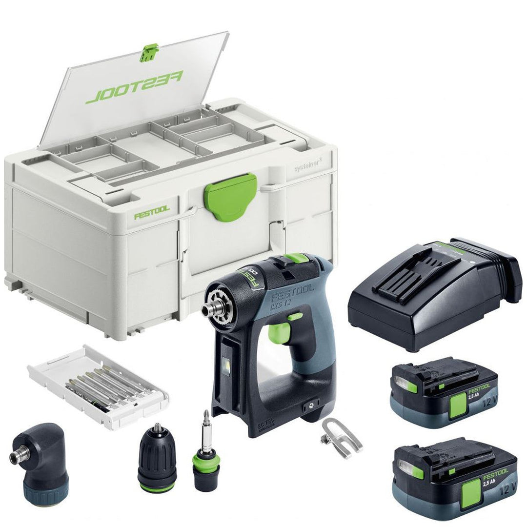 Festool CXS 12 2,5-Set GB 12V Brushless Drill Driver With 2 x 2.5Ah Batteries, Charger & Case - 576867