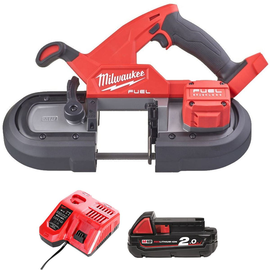 Milwaukee M18FBS85-0 18V FUEL Brushless 85mm Bandsaw with 1 x 2.0Ah Battery &amp; Charger