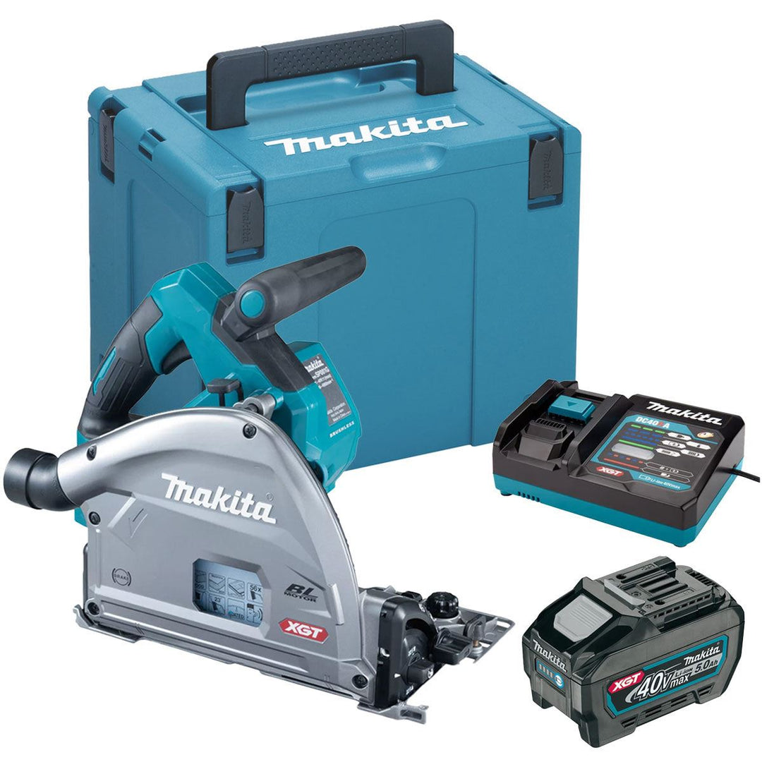 Makita SP001GZ03 40Vmax XGT Brushless Plunge Saw with 1 x 5.0Ah Battery Charger & Case