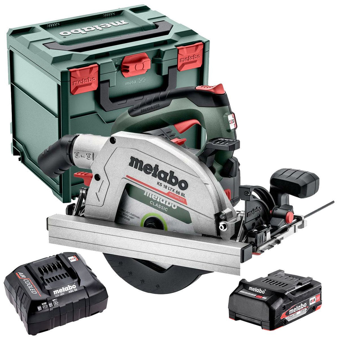 Metabo KS 18 LTX 66 BL 18V Brushless 165mm Circular Saw with 1 x 2.0Ah Battery Charger & Metabox