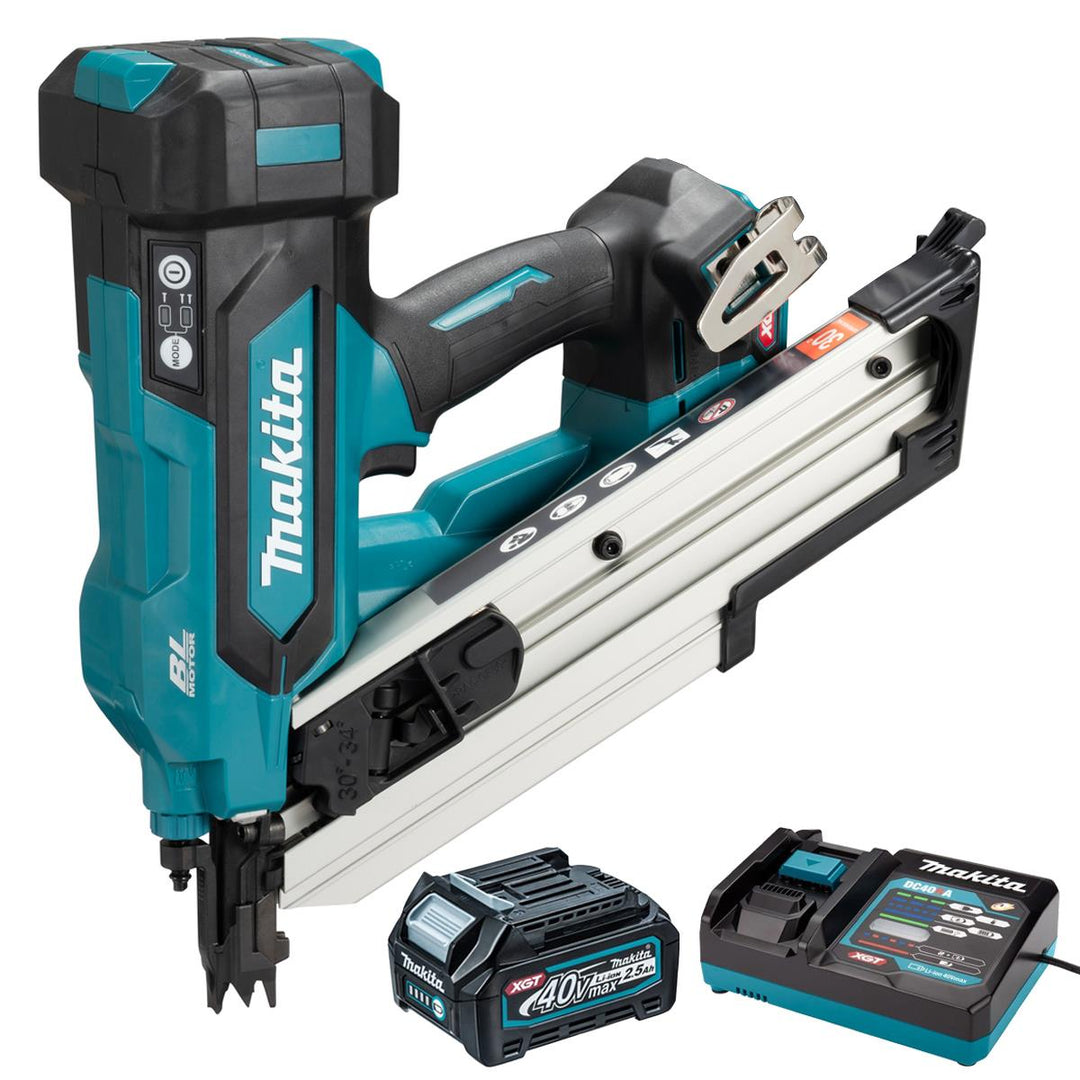 Makita BN001GZ 40V Max XGT Brushless Framing Nailer with 1 x 2.5Ah Battery & Charger