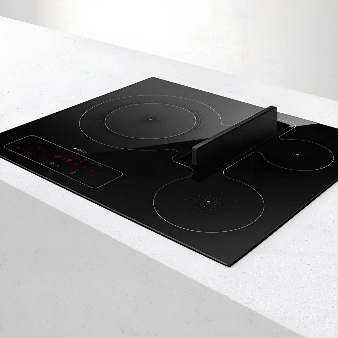 Elica NikolaTesla FIT 3Z 60 60cm Black Induction Hob with Downdraft Extractor