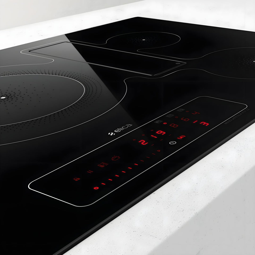Elica NikolaTesla FIT 3Z 60 60cm Black Induction Hob with Downdraft Extractor