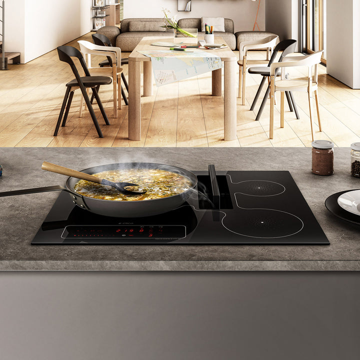 Elica NikolaTesla FIT 3Z 60 60cm Black Induction Hob with Downdraft Extractor