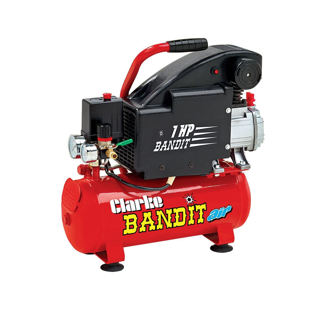Clarke Bandit IV 8 Litre Air Compressor With Air Gun Kit 4.5cfm With 8 Litre Air Receiver 240V~50Hz