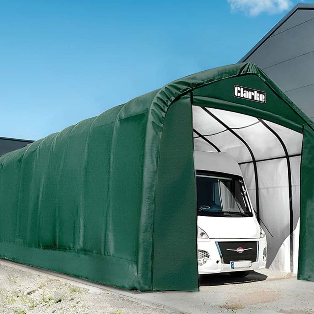 Clarke CIG1432 X-Large Garage / Workshop with Round Roof in Green 32’x14’x12′ / 9.7×4.3×3.65m