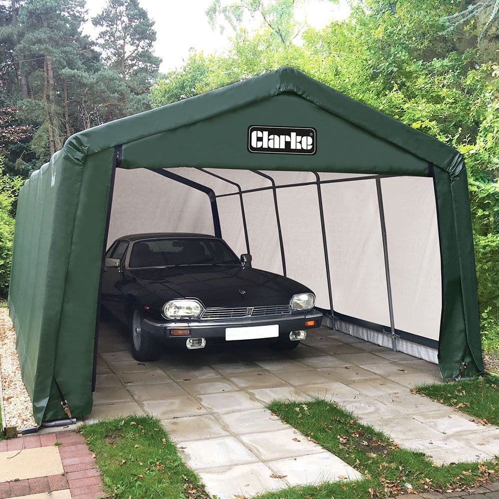 Clarke CIG81216 Heavy Duty Pop Up Green Shelter Workshop Garage 4.9 X 3.7 X 2.5M