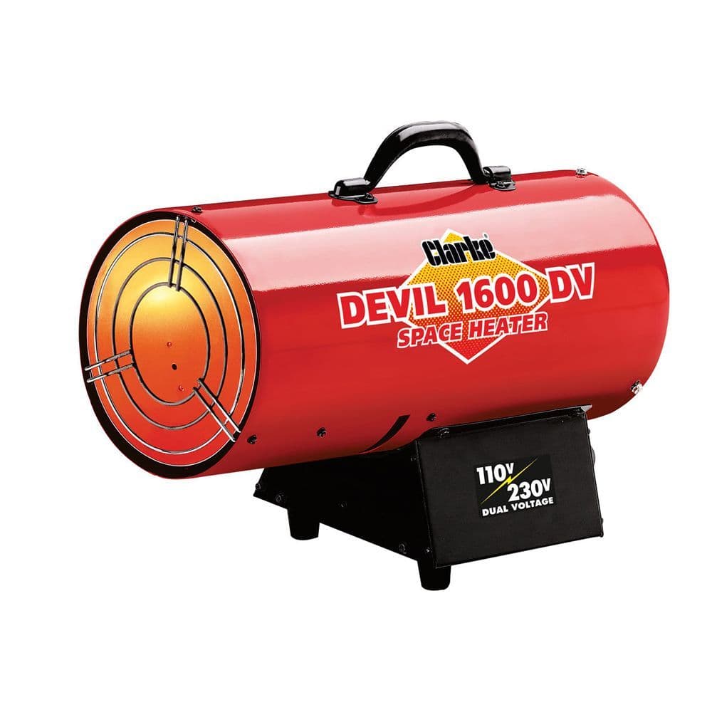 Clarke Devil 1600DV Dual Voltage Propane Fired Space Heater 36.6kW / 125,000 BTU 110V/240V~50Hz