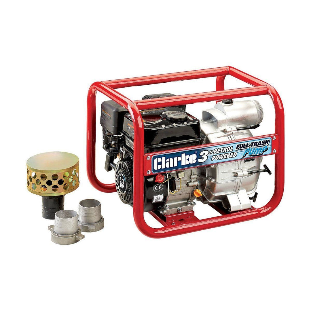 Clarke PF75A 4 Stroke Petrol Engine Full-Trash Water Pump 3" 208 cc, 6.3 hp 1300 Litres/Min