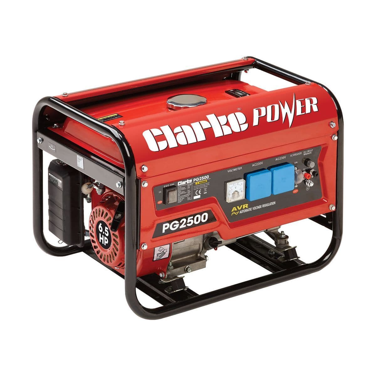 Clarke PG2500 Open Framed Petrol Generator 2.2Kw 12VDC And 230V~50Hz