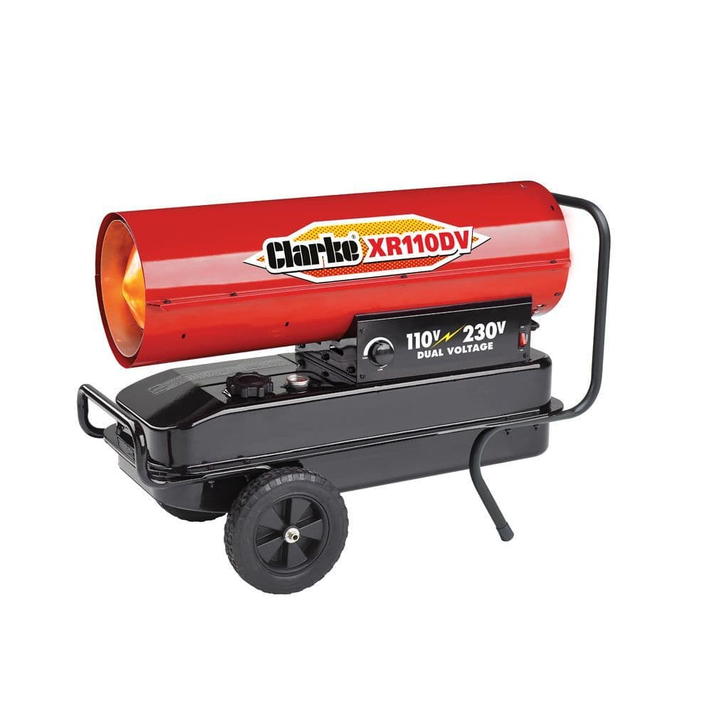 Clarke XR110DV Paraffin Diesel Space Heater 29.3kW 100,000 BTU Dual Voltage 110V/240V~50Hz