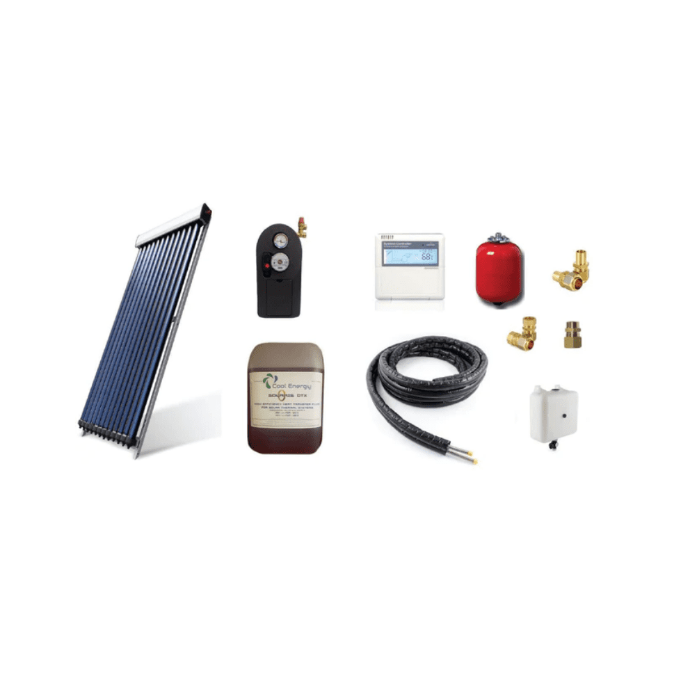Cool Energy 15 Tube Solar Thermal Kit CE-STKIT1 150L/Day Collector Roof & Wall Installation Kit