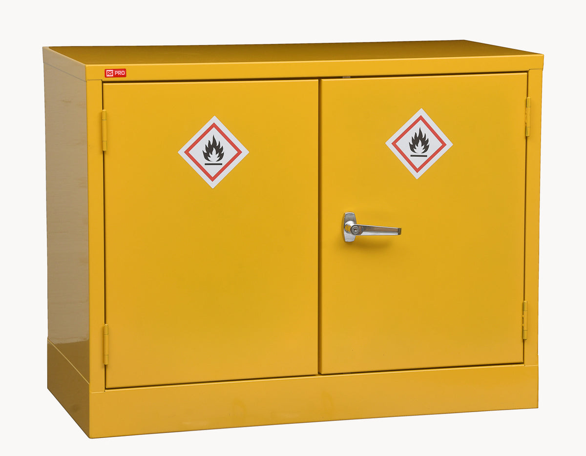 TieDex UK Yellow Steel Lockable 2 Door Hazardous Substance Cabinet, 712 mm x 915mm x 459 mm
