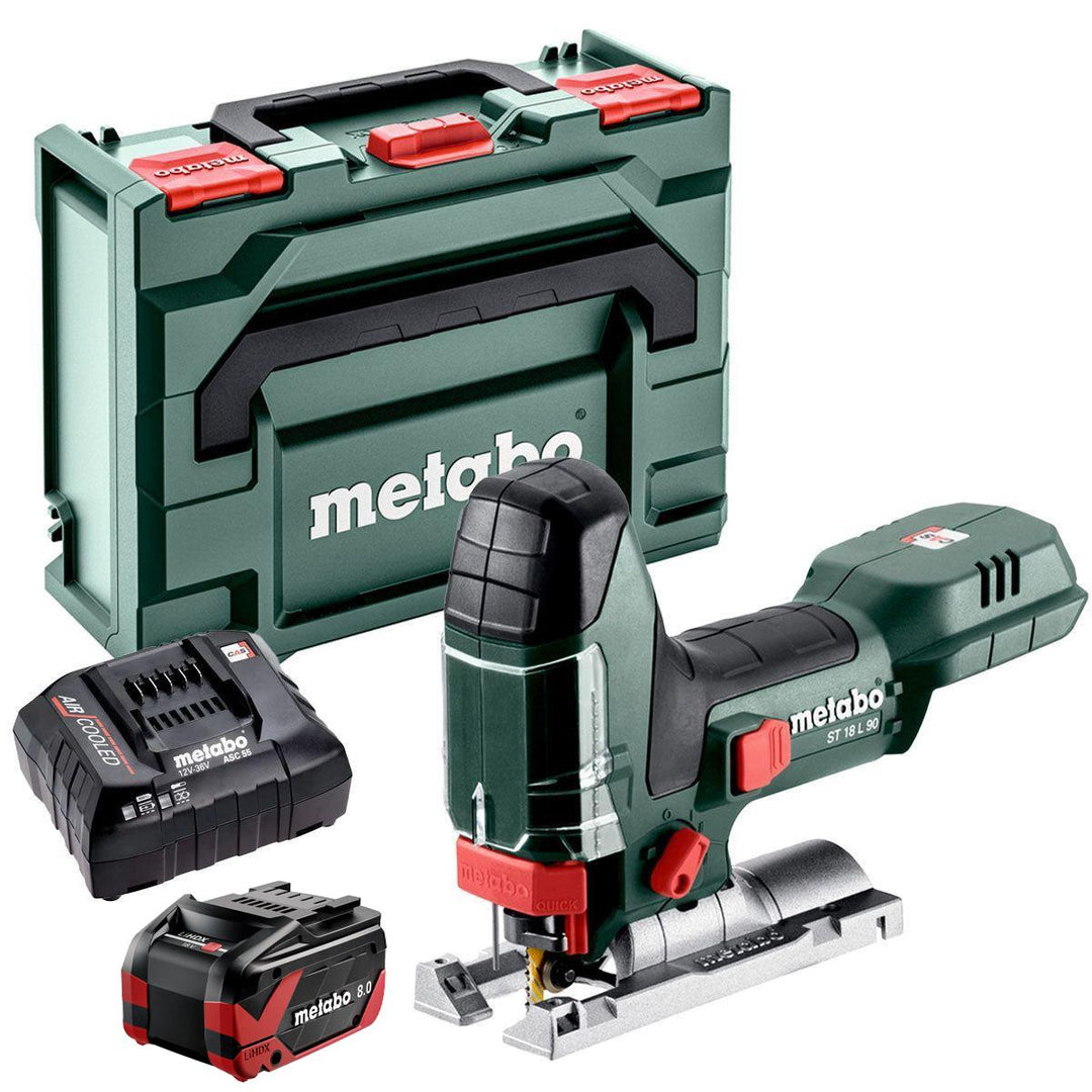 Metabo ST 18 L 90 18V Body Grip Jigsaw with 1 x 8.0Ah Battery Charger & Metabox