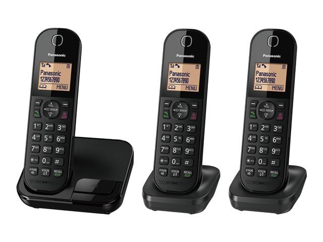 TieDex UK Panasonic KX-TGC413EB - cordless phone with caller ID/call waiting + 2 additional handsets - 3-way call capability