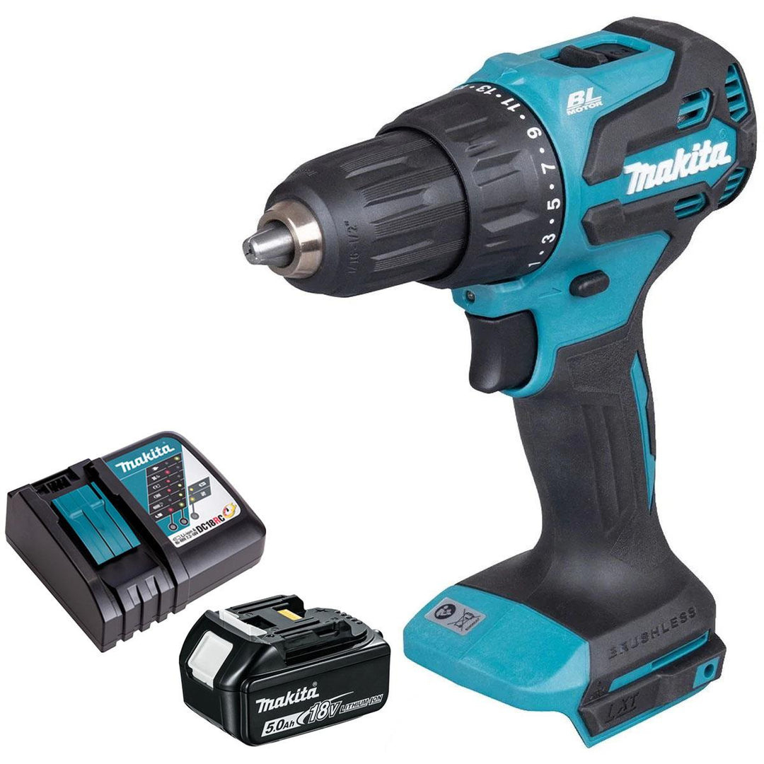 Makita DHP490Z 18V LXT Li-Ion Brushless Combi Drill with 1 x 5.0Ah Battery &amp; Charger