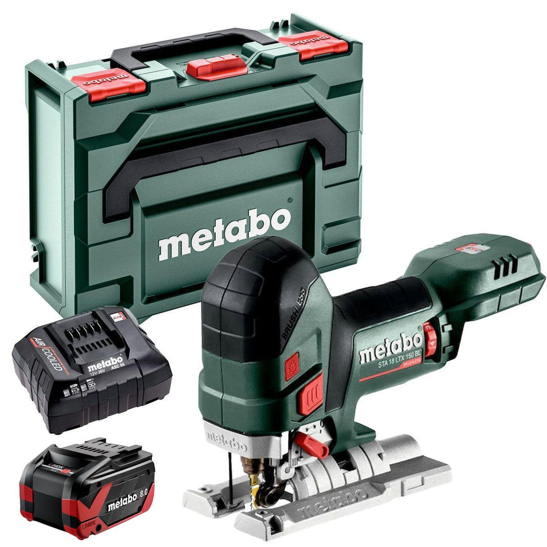 Metabo STA 18 LTX 150 BL 18V Brushless Body Grip Jigsaw with 1 x 8.0Ah Battery Charger & Metabox