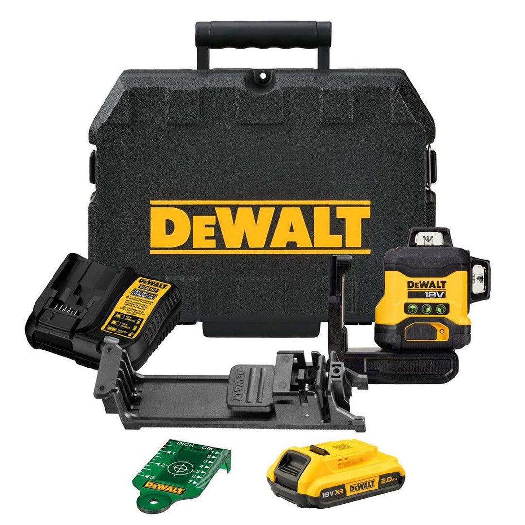Dewalt DCLE34031D1 18V Compact 3 x 360 Green Laser with 1 x 2.0Ah Battery, Charger &amp; Case