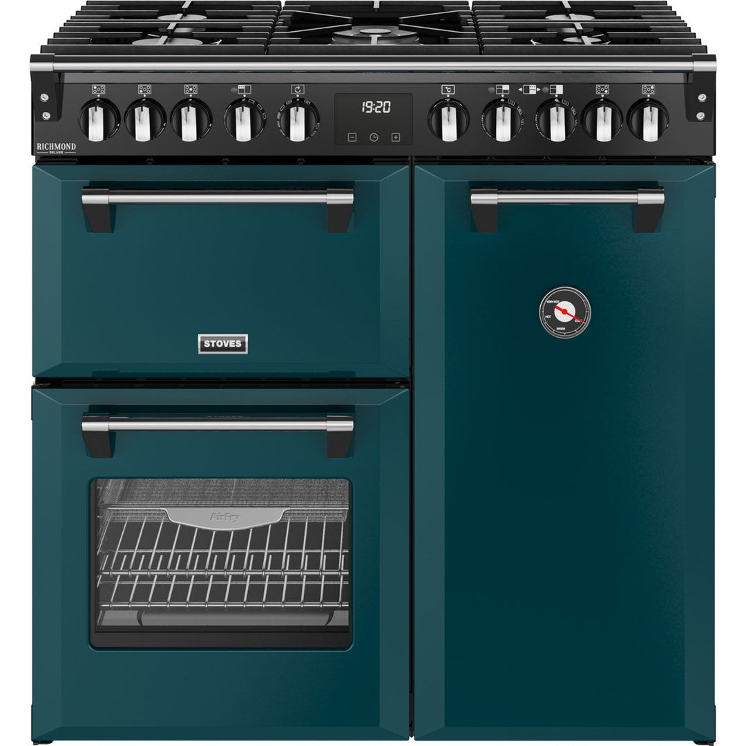Stoves Richmond Deluxe 90DF 90cm wide Dual Fuel Range Cooker with Gas Hob - Deep Marine