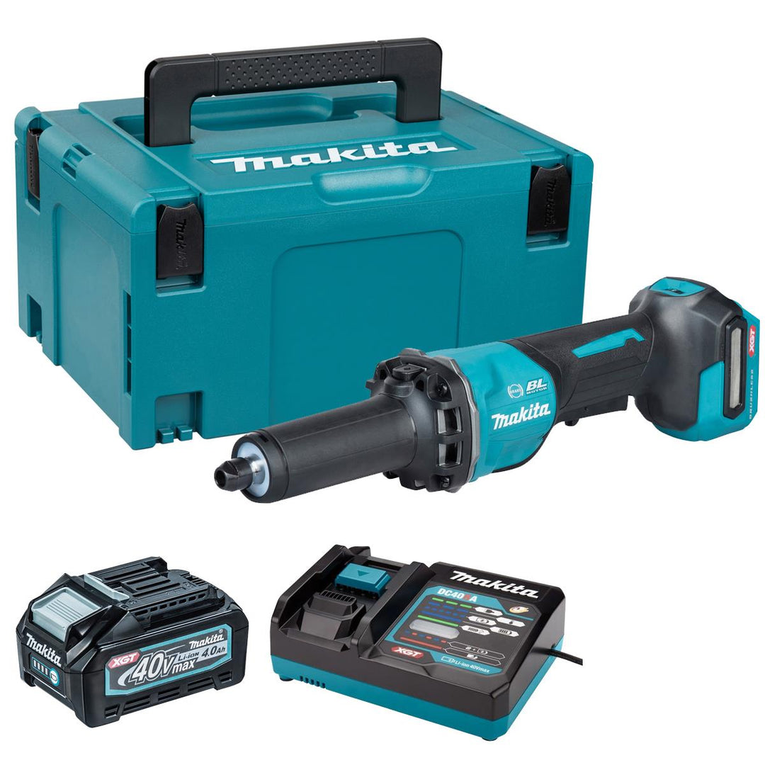 Makita GD002GZ01 40V Max XGT Brushless Die Grinder with 1 x 4.0Ah Battery Charger &amp; Case