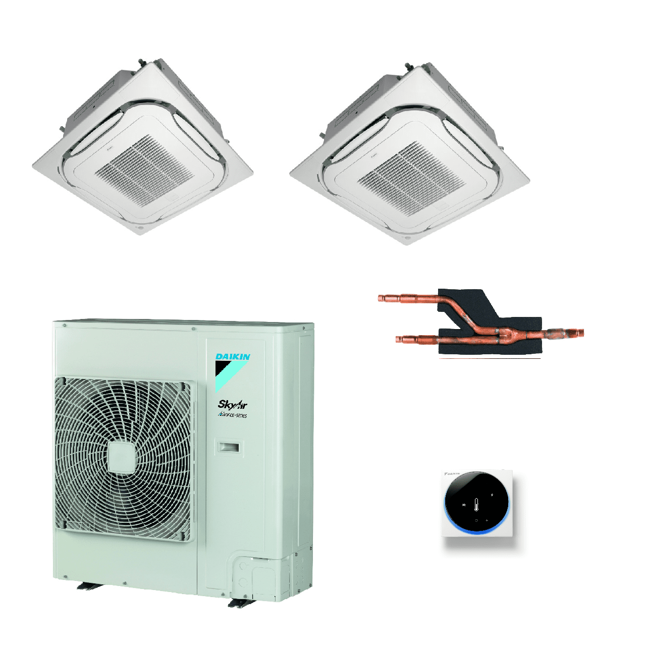 Daikin Air Conditioning 2 x FCAG50B 5kW 1 x RZAG100NY1 10Kw Twin Cassette System R32 A++ 3Ph