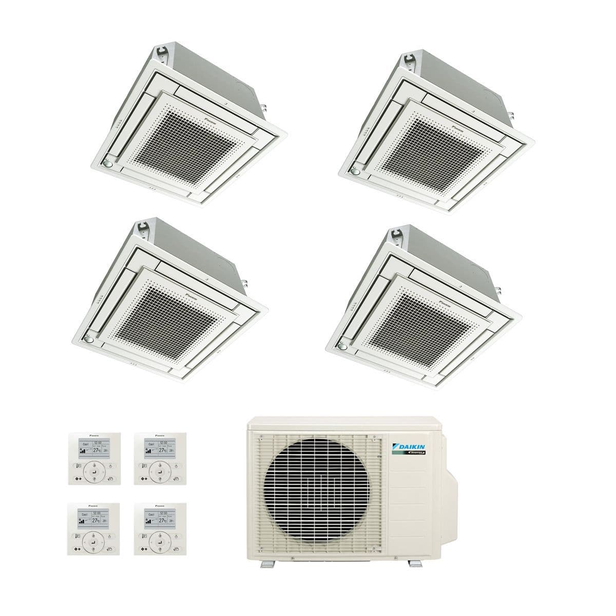 Daikin Air conditioning Multi 4MXS68F Heat Pump Inverter 4 x FFQ35C Cassette (3.5Kw/12000 Btu) A++ 240V~50Hz