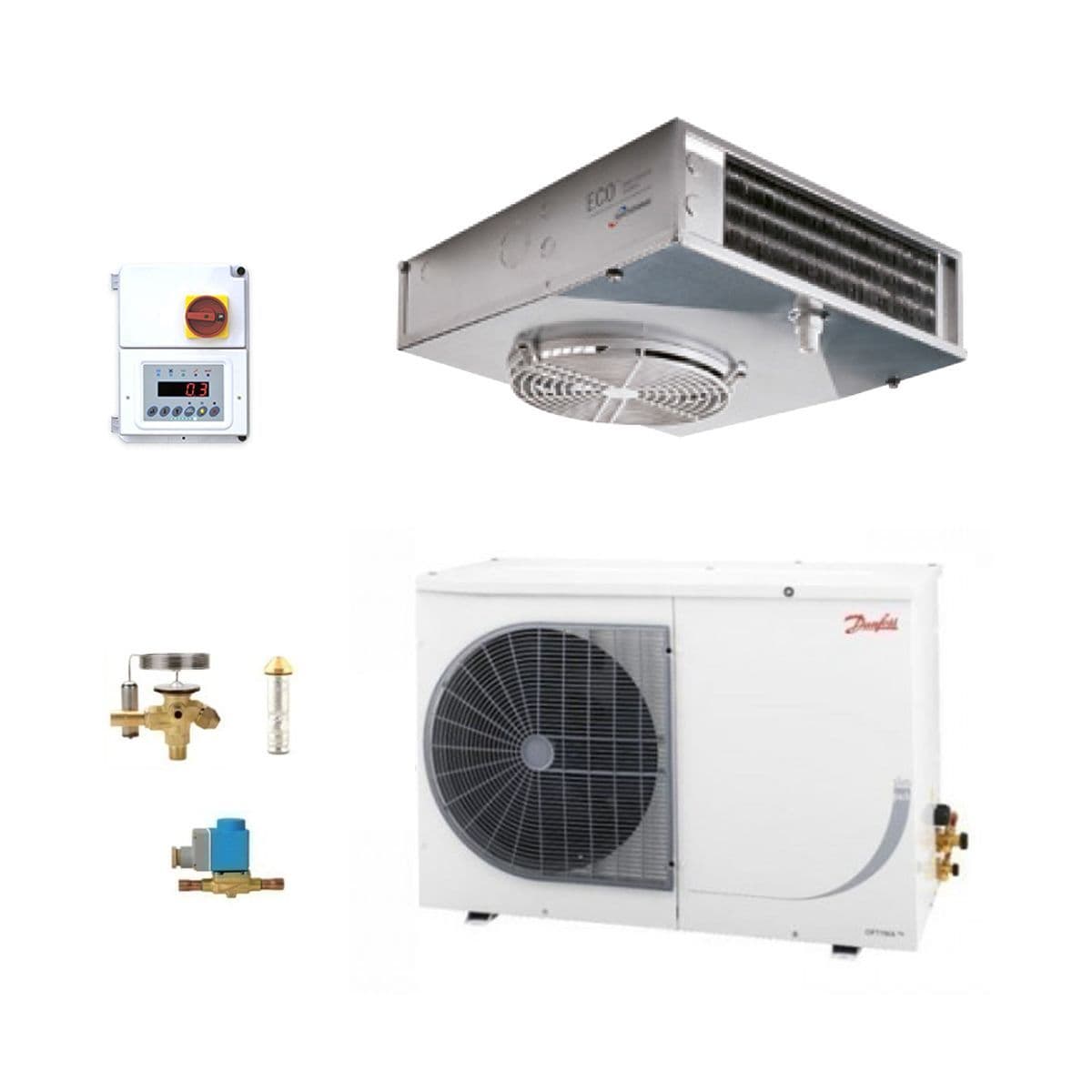 Danfoss Optyma Frozen Food EVS201/BED OP-LSQM026AJW05G -21 DegC 5M3 Room Coldroom Kit
