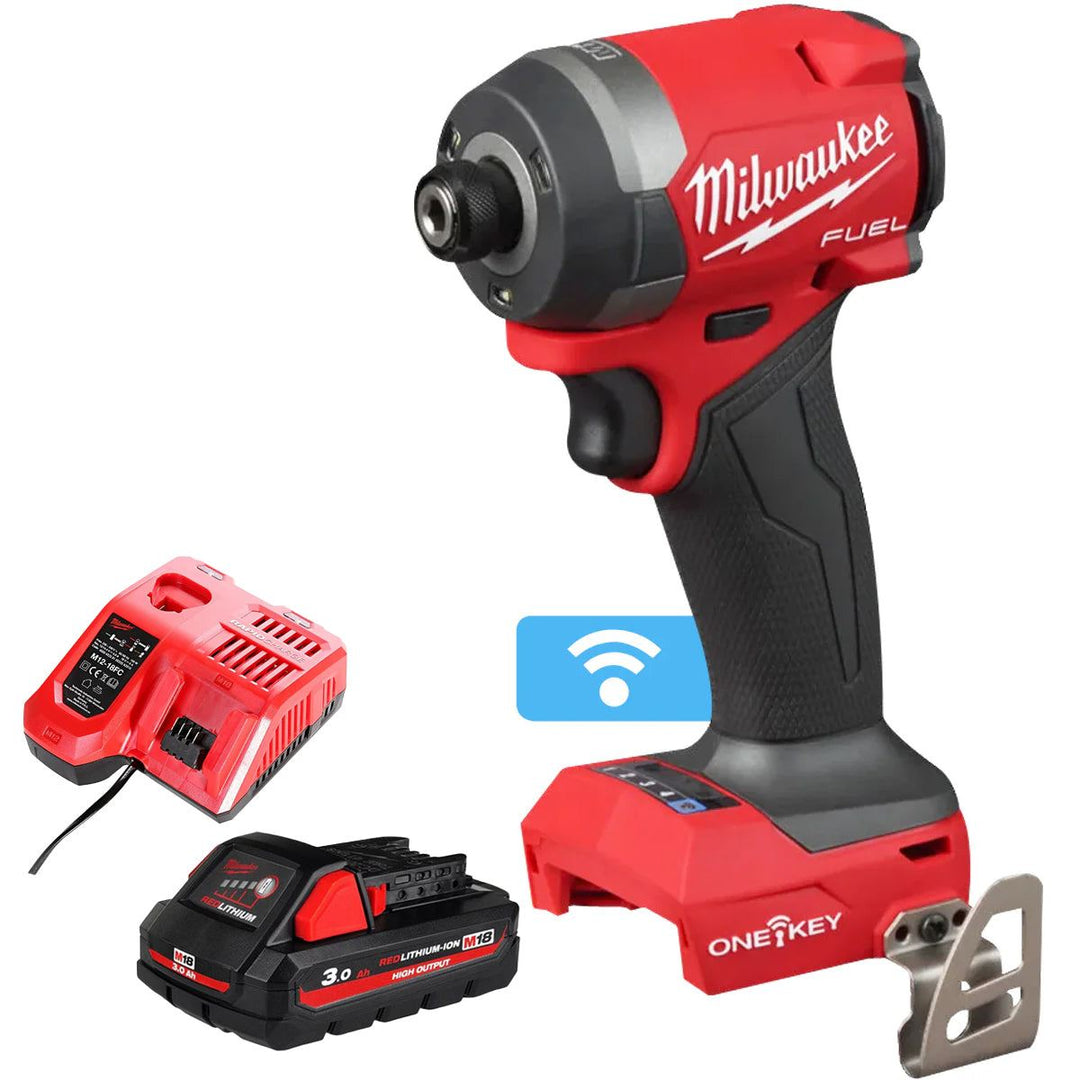 Milwaukee M18ONEID3-0 18V ONE-KEY Brushless 1/4" Impact Driver with 1 x 3.0Ah Battery &amp; Charger