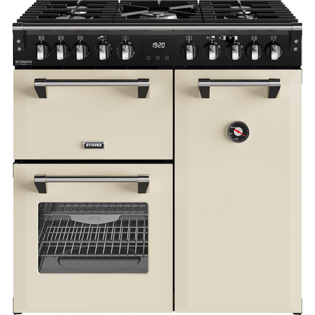 Stoves Richmond Deluxe 90cm wide Dual Fuel Range Cooker with Gas Hob - Cream