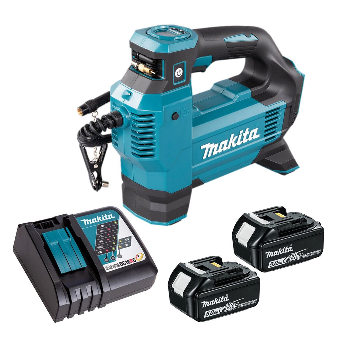 Makita DMP181Z 18V Inflator Pump with 2 x 5.0Ah Battery &amp; Charger