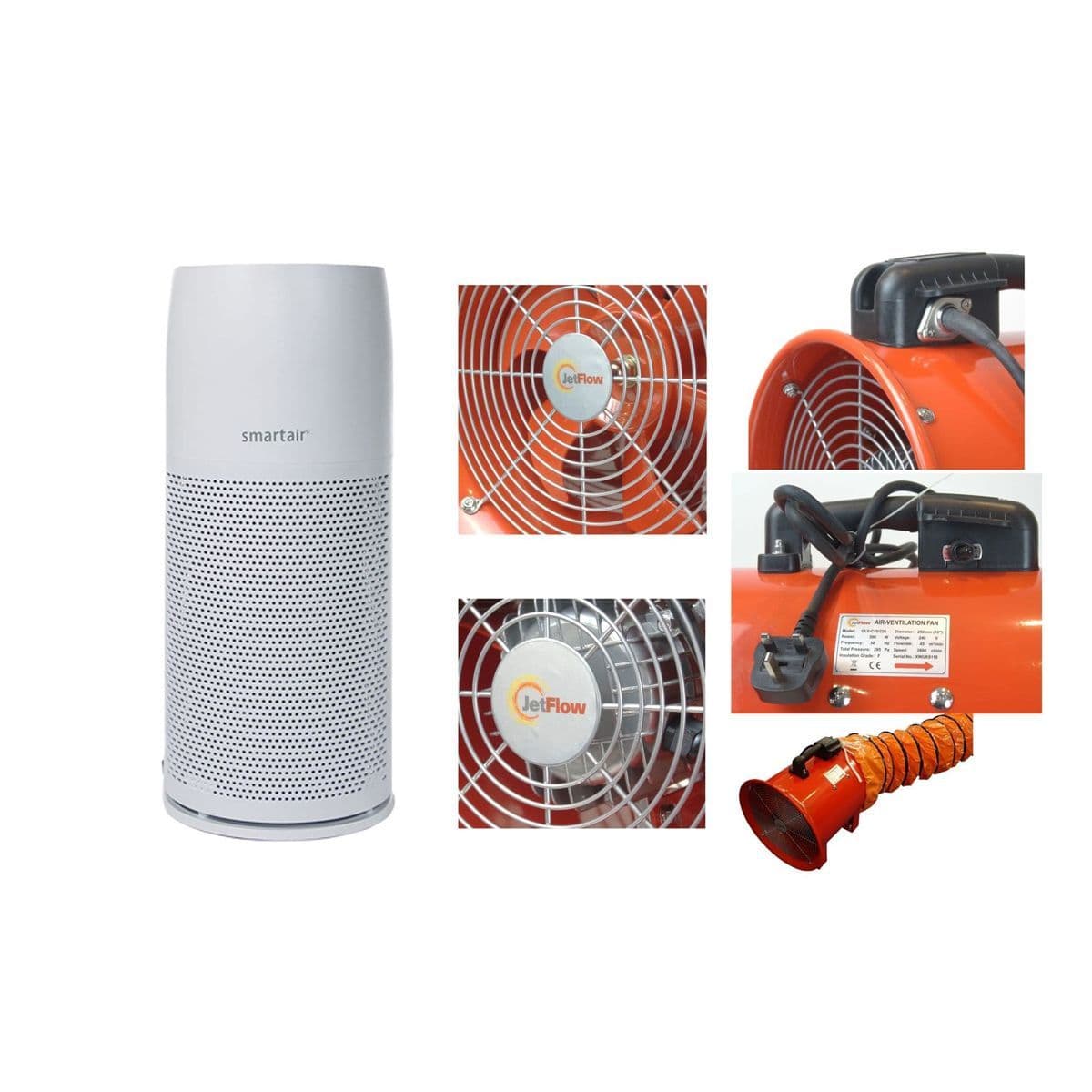 Jetflow Dental Surgery Ventilation & Air Purifier Package 3400m3/hr Vent, Hepa UV-C & Ionizer 240V~50Hz