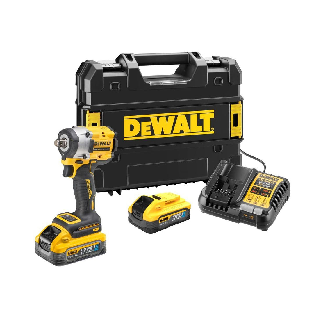 Dewalt DCF921H2T 18V Brushless 1/2'' Impact Wrench with 2 x 5.0Ah Battery Charger & Case