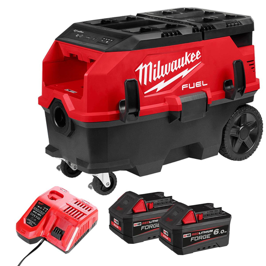 Milwaukee M18ONEF2VC34M-0 18V Dual Battery Brushless Dust Extractor with 2 x 6.0Ah Battery & Charger