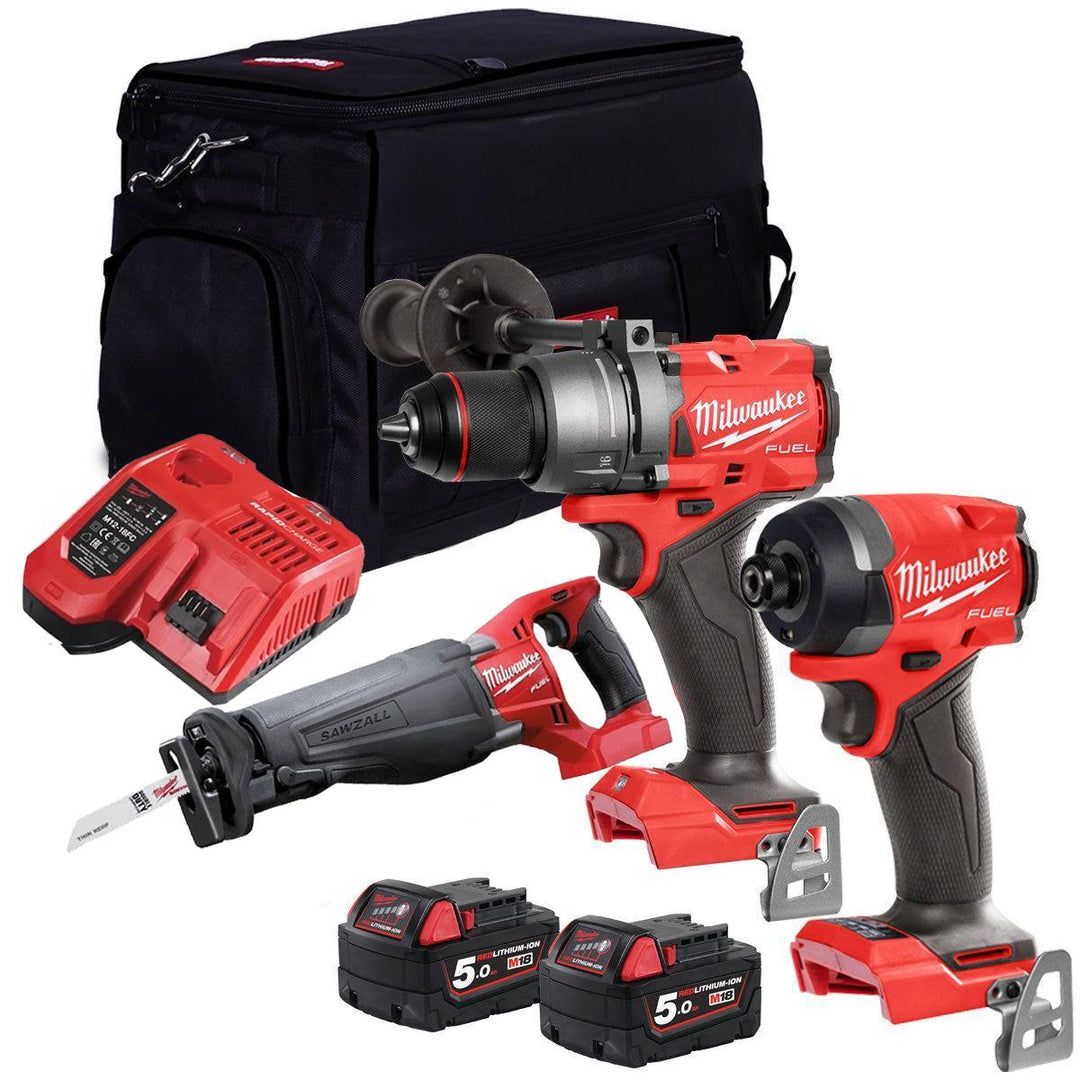 Milwaukee 18V 3 Piece Power Tool Kit with 2 x 5.0Ah Batteries T4TKITM-110