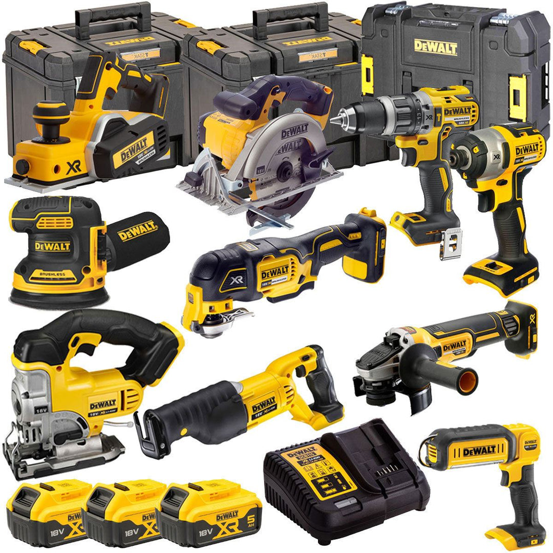 Dewalt 18V 10 Piece Power Tool Kit with 3 x 5.0Ah Battery & Charger T4TKIT-5426