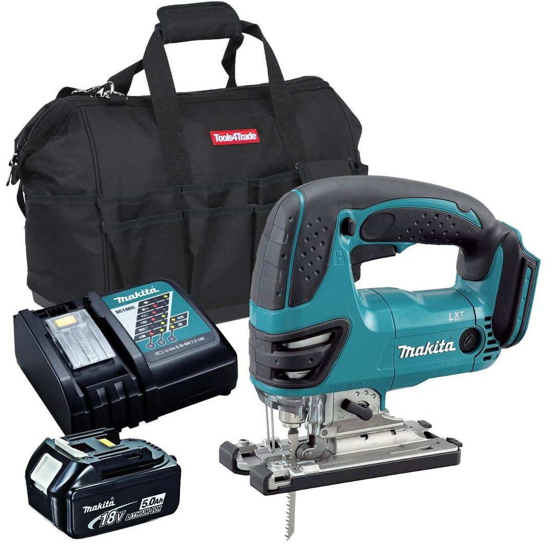 Makita DJV180Z 18V Cordless Jigsaw with 1 x 5.0Ah Battery Charger &amp; Tool Bag