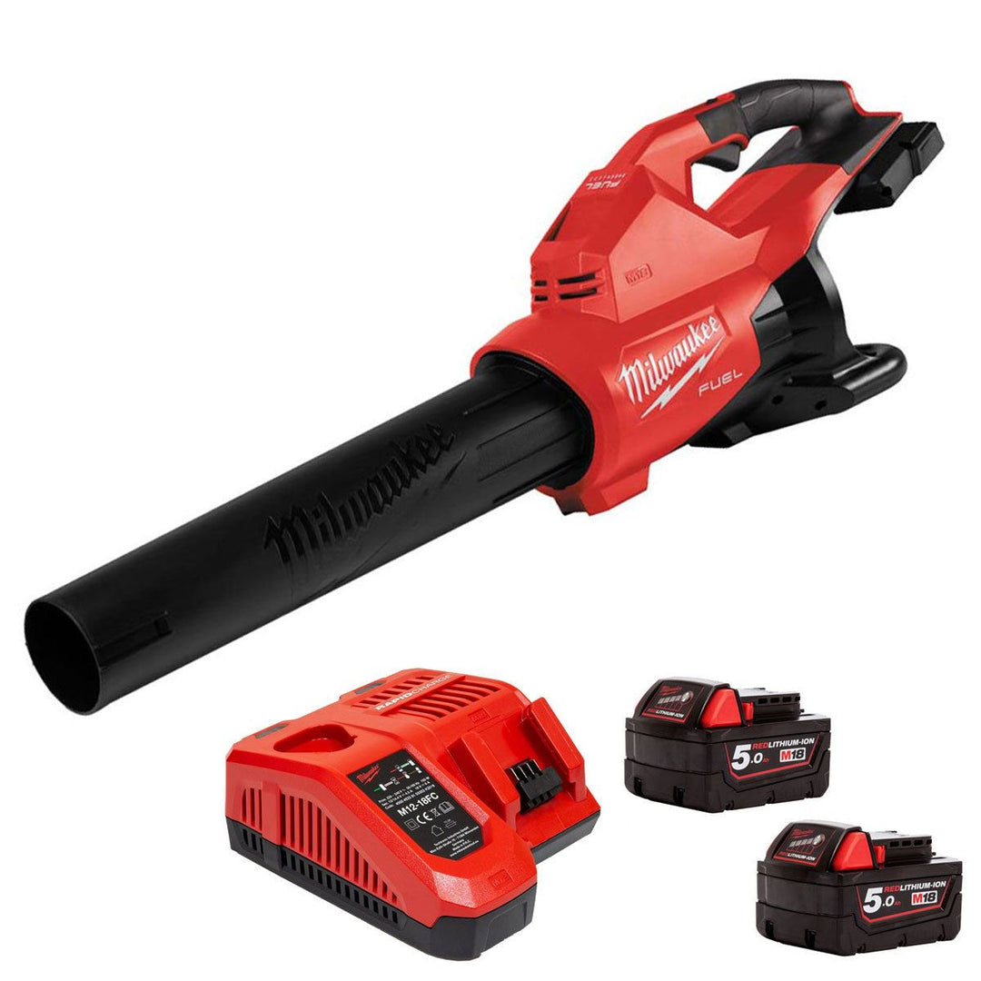 Milwaukee M18F2BL-0 18V Fuel Brushless Dual Battery Blower with 2 x 5.0Ah Battery &amp; Charger