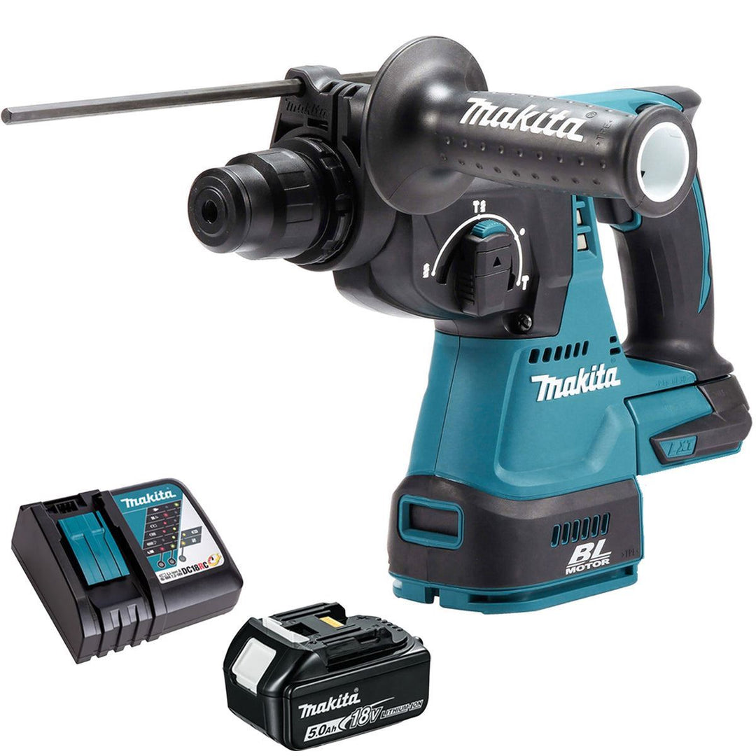 Makita DHR242Z 18V SDS+ Brushless 24mm Rotary Hammer Drill with 1 x 5.0Ah Battery & Charger