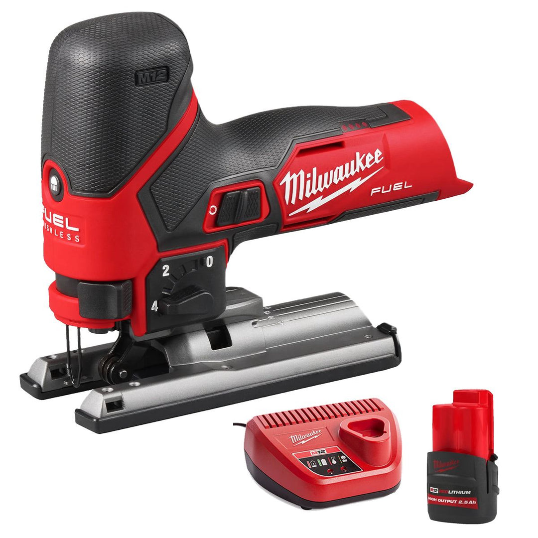 Milwaukee M12FJS-0 12V Fuel Brushless Bodygrip Jigsaw with 1 x 2.5Ah Battery &amp; Charger