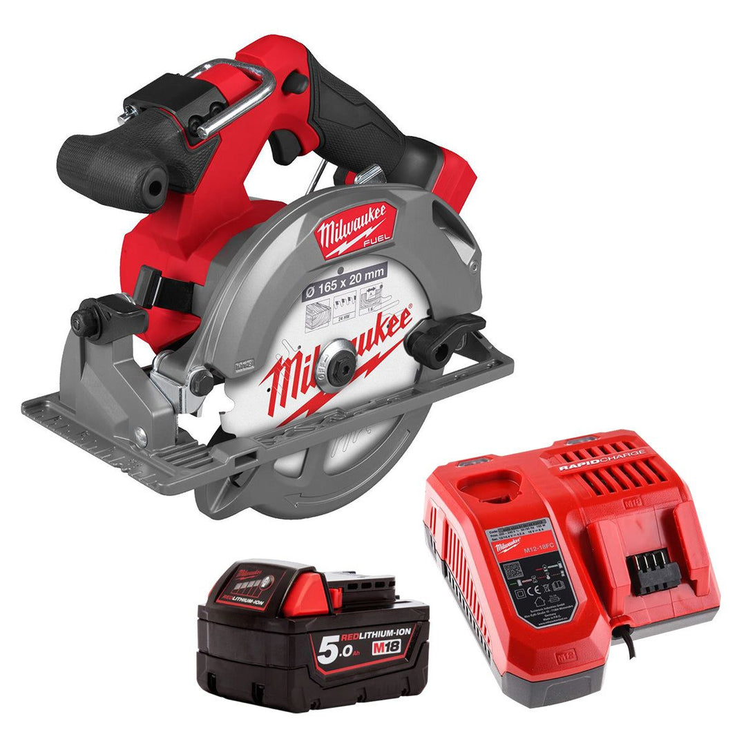Milwaukee M18FCS552-0 M18 FUEL 18V Brushless 165mm Circular Saw with 1 x 5.0Ah Battery &amp; Charger