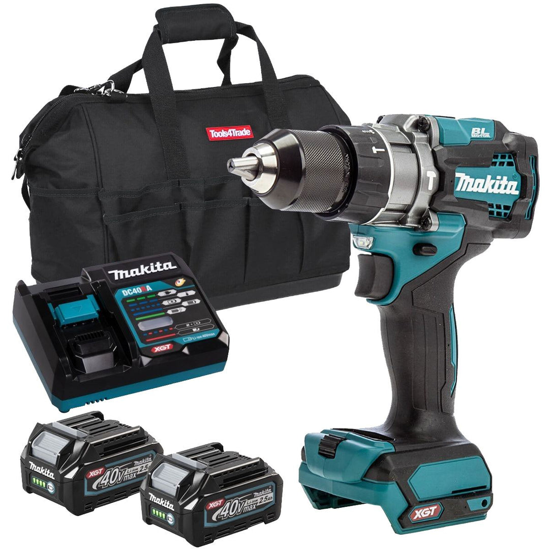 Makita HP001GZ 40V Brushless Combi Drill with 2 x 2.5Ah Battery Charger &amp; Bag