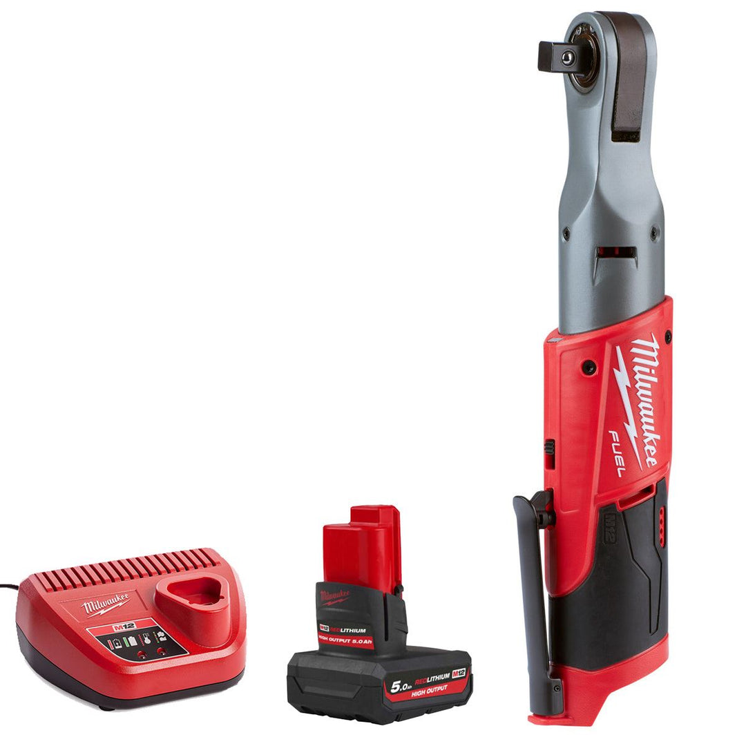 Milwaukee M12FIR12-0 12V FUEL 1/2" Impact Ratchet with 1 x 5.0Ah Battery & Charger