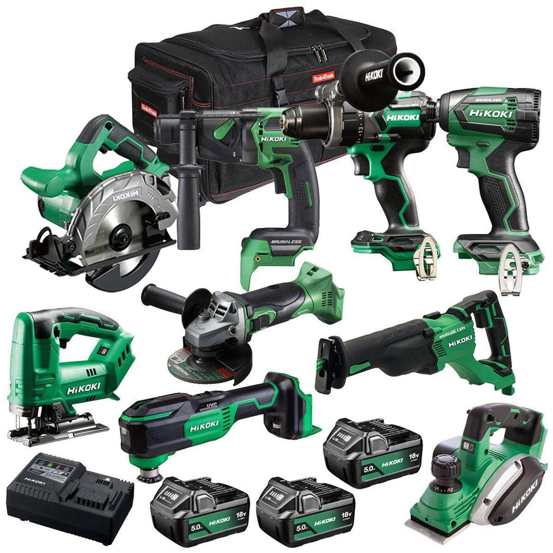 Hikoki 18V 9 Piece Power Tool Combo Kit with 3 x 5.0Ah Battery & Charger T4TKIT-27297