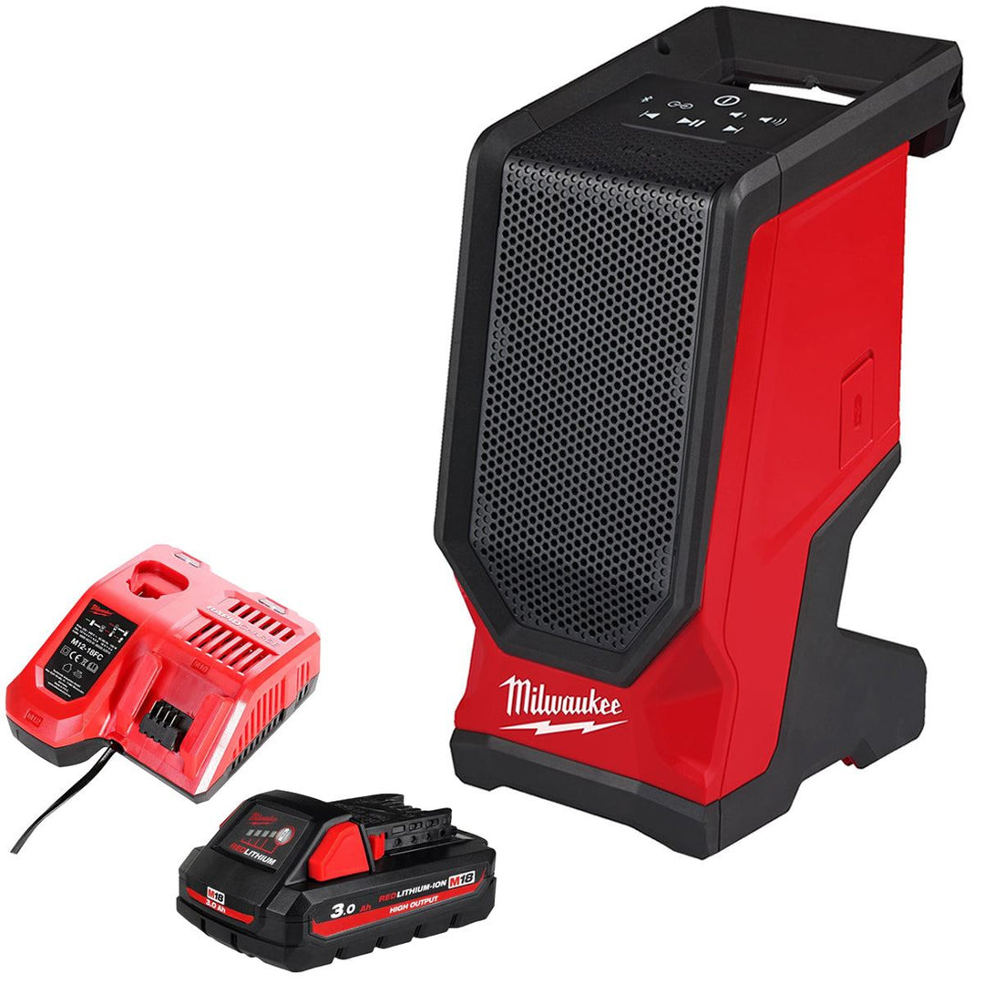 Milwaukee M18SPEJSG2-0 M18 18V Jobsite Speaker with 1 x 3.0Ah Battery & Charger