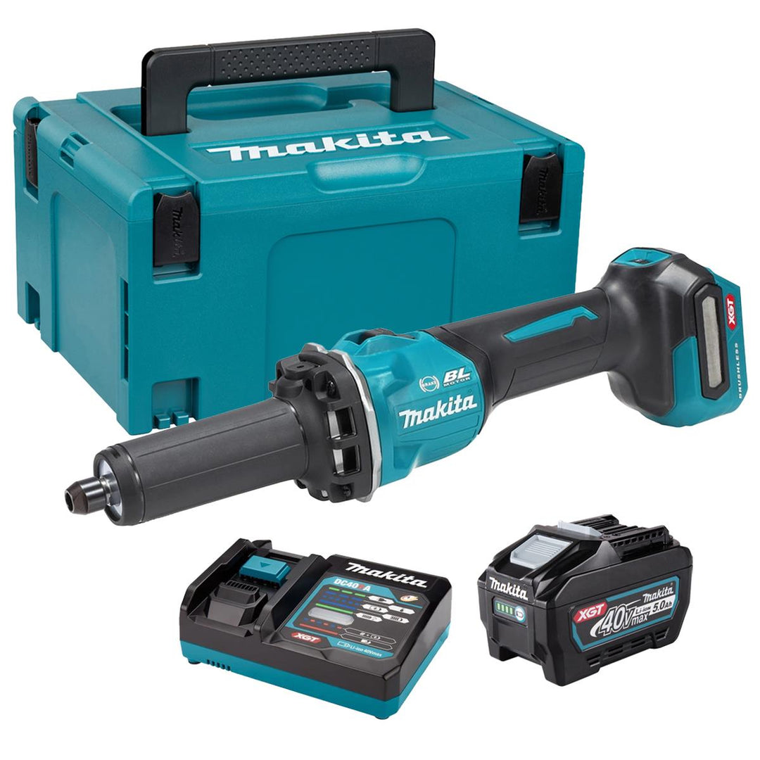 Makita GD001GZ01 40V Max XGT Brushless Die Grinder with 1 x 5.0Ah Battery Charger &amp; Case