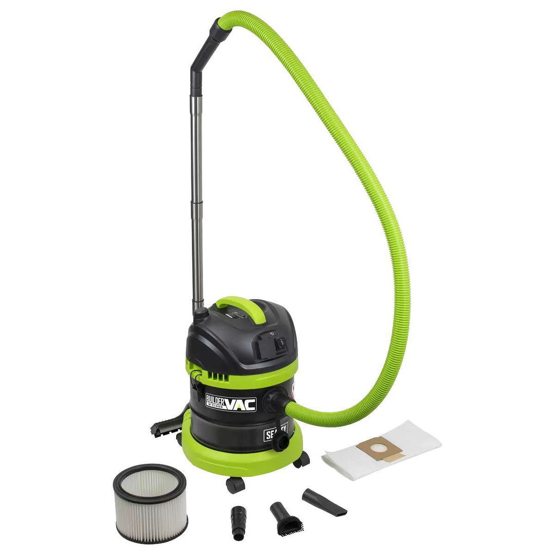 Sealey PC150BV BuilderVac 15L M Class Vacuum Cleaner Wet & Dry with Stainless Steel Drum 1400W/230V
