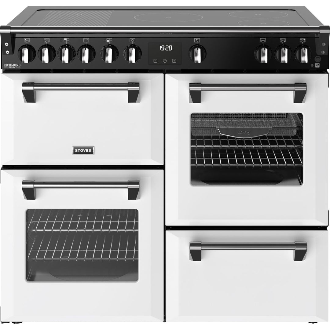 Stoves Richmond Deluxe 100Ei 100cm wide Electric Range Cooker with Induction Hob - Ice White