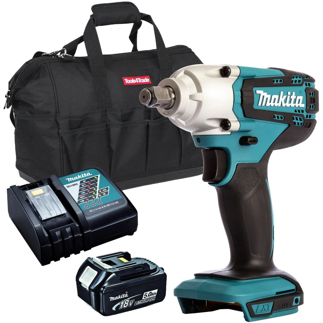 Makita DTW190Z 18V 1/2" Square Impact Wrench with 1 x 5.0Ah Battery Charger &amp; Bag