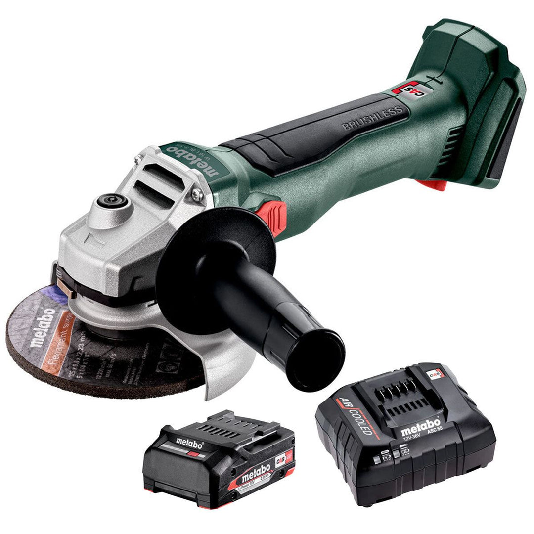 Metabo W 18 L BL 9-125 18V Brushless 125mm Angle Grinder with 1 x 2.0Ah Battery & Charger